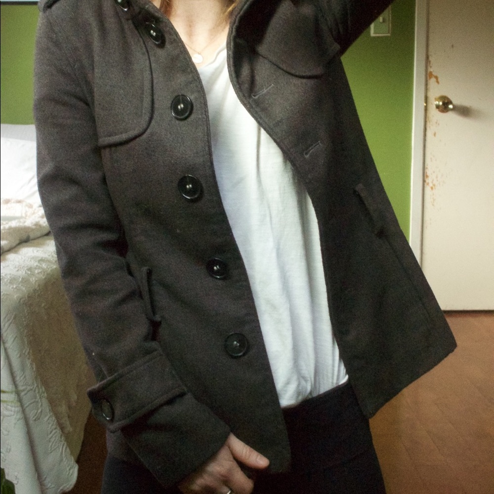 Women's Grey Peacoat by Zara